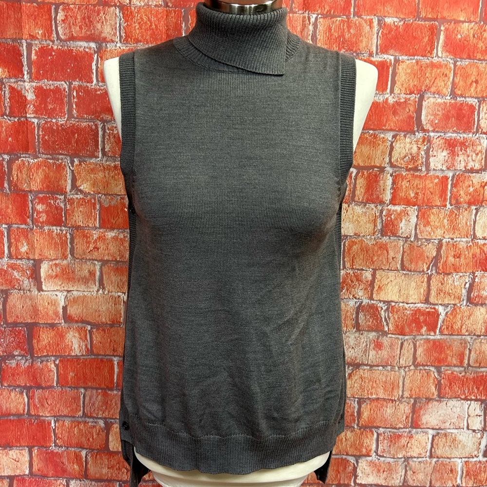 The Limited Sleeveless‎ Button Side Turtleneck Wool Blend Sweater